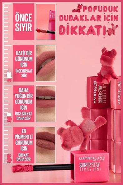 Maybelline New York Maybelline Super Stay Teddy Tint Uzun Süre Kalıcı Likit Mat Tint 35 July Forever - Resim 3