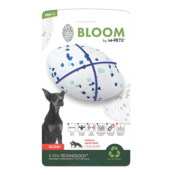 M-Pets Bloom Rugby Oyun Topu Parçalanmaz Beyaz Mavi - 2