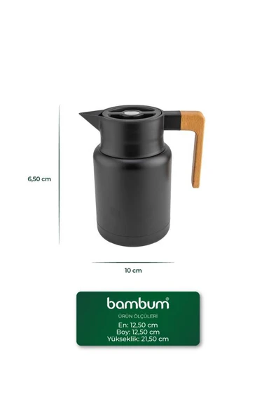 Bambum Yasuo - Çelik Termos Siyah 1.5L - Resim 4