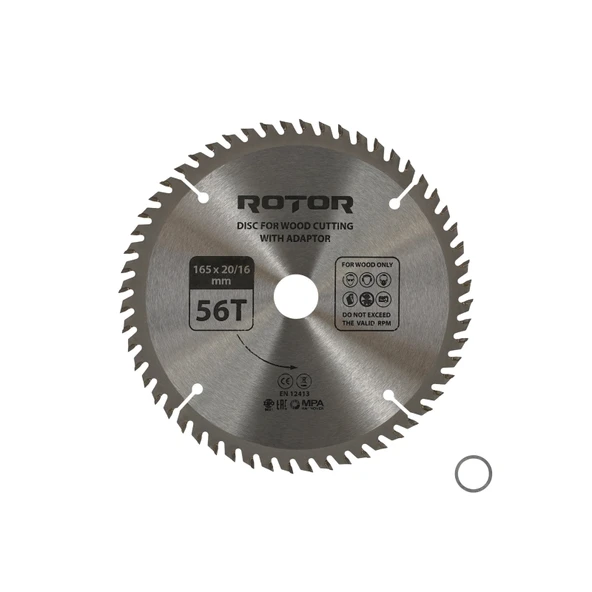 Ahşap kesme diski ROTOR 165*20/16 adaptörlü 56T ürün görseli