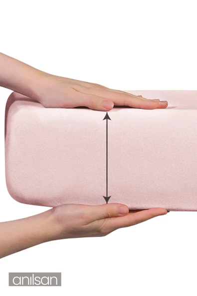 %100 Pamuk Düz Pudra 70x140 Bebek Lastikli Yatak Çarşaf + Yastık Kılıfı - 2
