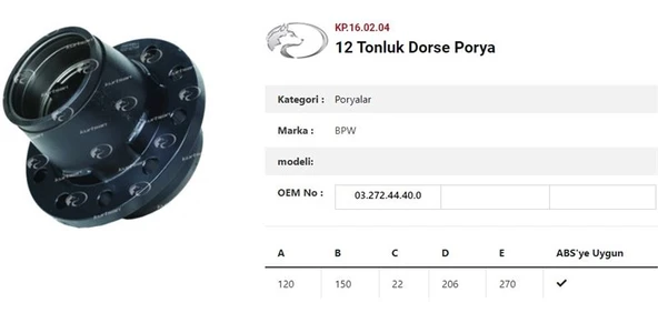 DINGIL PORYASI  BPW RÖMORK 6-9 TON ECO PLUS ÇAKMA BIJON - KURTSAN KP.16.02.04 - 1