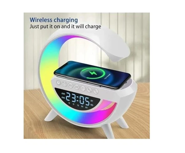 ablosuz Şarj Istasyonu Speaker Özellikli Led Işıklı Fm Radyolu Bluetooth Speaker