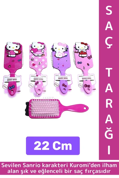 Çocuk Kız Saç Bakım Eğlenceli Çok Şık İlgi Çekici Estetik Figür Yumuşak Kıllı Saç Tarağı 22 Cm