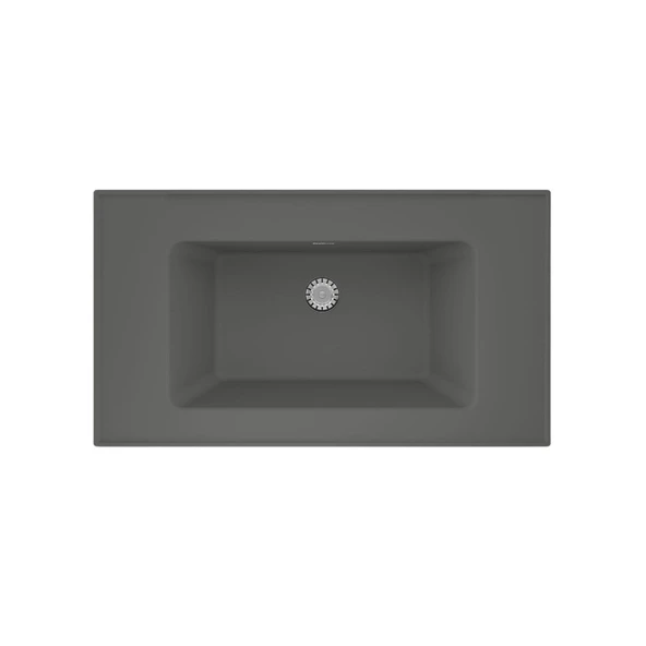 Real Stone ZENITH 80 Etajerli Gri Granit Banyo Lavabosu 80x45