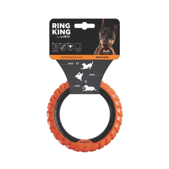 M-PETS RING KING KÖPEK OYUNCAĞI SINGLE ORANGE/BLACK