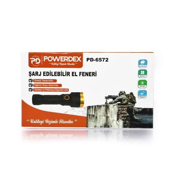 Powerdex PD-6572 Şarjlı Waterprof El Feneri - Resim 3