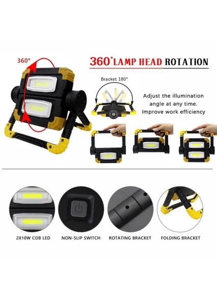 Barnetta BR S100 30W COB LED USB Projektör El Feneri - Resim 2