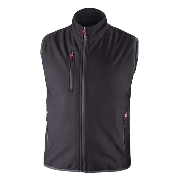 Kışlık Softshell Siyah Su Geçirmez Polarlı Yelek - 1