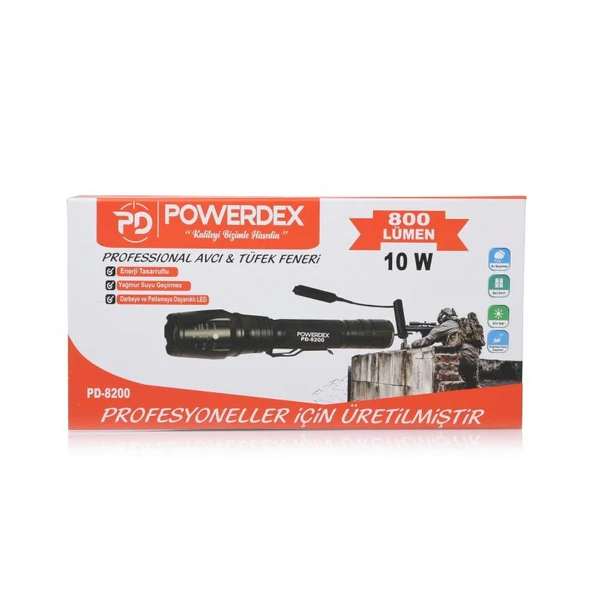 Powerdex PD-8200 Cree T6 LED Alüminyum Gövde Şarjlı El Feneri - Resim 6