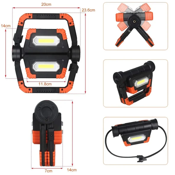 Bright YD-858A  COB LED Projektör Pilli El Feneri - Resim 6