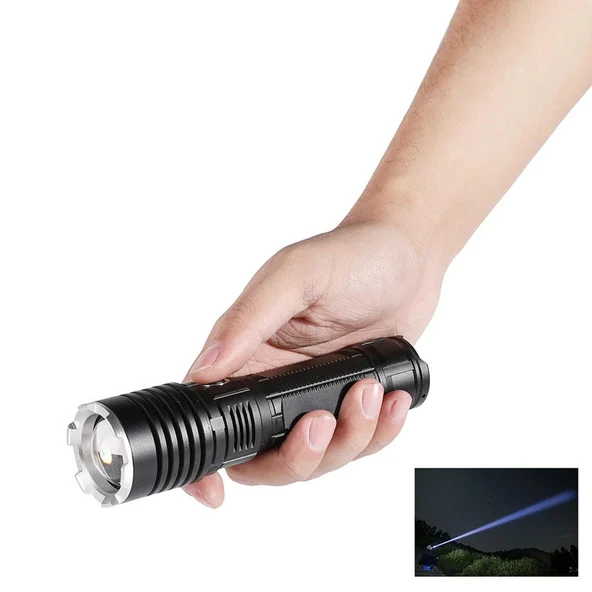 Bright GHT-5761 XP50 LED 3 Mod Zoomlu Yağmur Suyu Geçirmez Şarjlı El Feneri - Resim 2