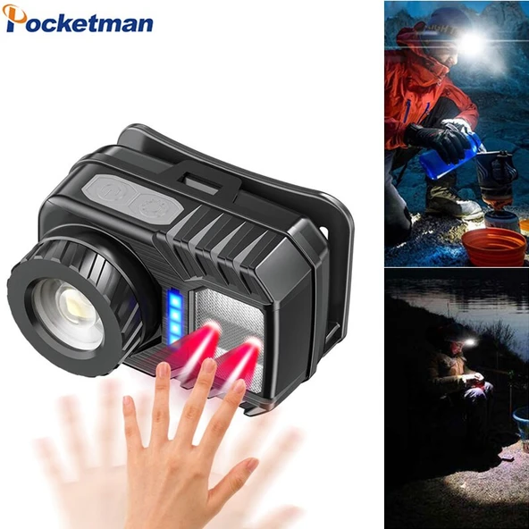 PeakStar PS-571 Sensörlü XPG COB LED USB Şarj Edilebilir Lityum Pilli Zoomlu Kafa Feneri - 5