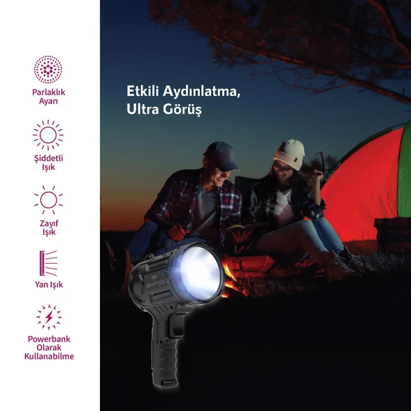 House Pratik HP76 Solar Şarjlı 6 Modlu 1200 mAh 650 Lümen El Feneri Siyah - 6