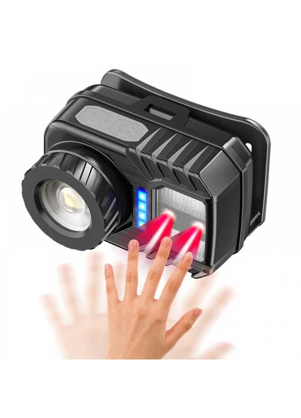 PeakStar PS-571 Sensörlü XPG COB LED USB Şarj Edilebilir Lityum Pilli Zoomlu Kafa Feneri - 10