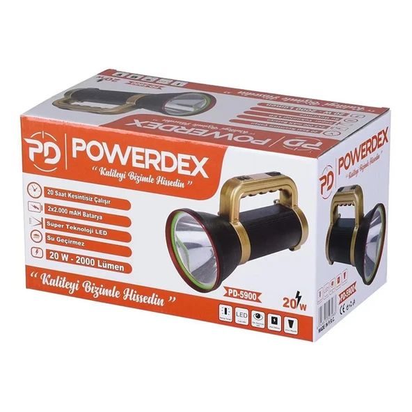 Powerdex PD-5900 20W 2000 Lümen Su Geçirmez El Feneri - Resim 5