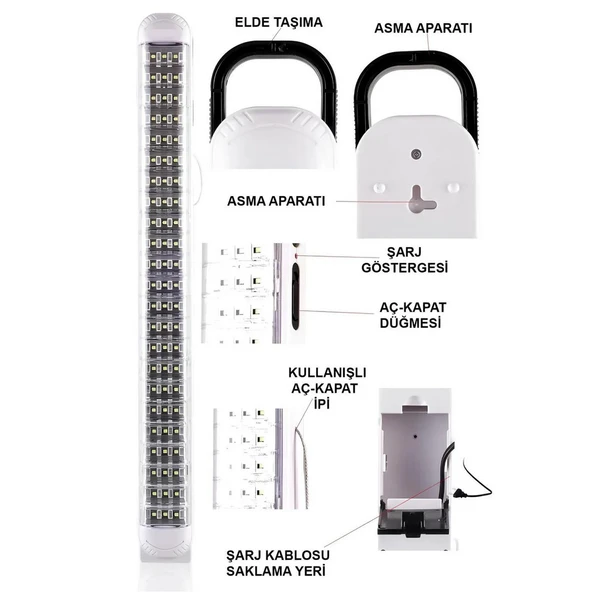 Ledpoint LP-6069 Akülü 69 LED Şarjlı Işıldak - Resim 4