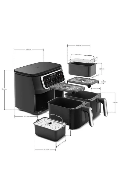 Karaca Air Pro Cook Duo Ev Yemeği XXXL 8 lt Black Chrome Yağsız Fritöz Teşhir - 9