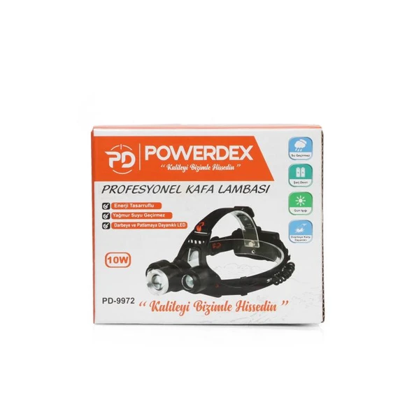 Powerdex PD-9972 10Watt Profesyonel Şarjlı Kafa Feneri - 4