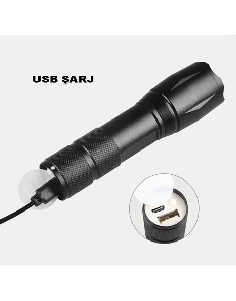 Watton WT-039 Powerbank Özellikli Uzun Mesafeli El Feneri - Resim 3