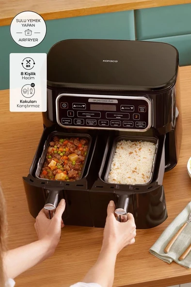 Karaca Air Pro Cook Duo Ev Yemeği XXXL 8 lt Black Chrome Yağsız Fritöz Teşhir - 4