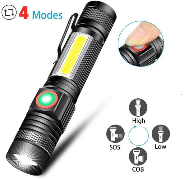 F.B.I PRO F-28A Q5 LED Yağmur Suyu Geçirmez Enerji Tasarruflu Mıknatıslı Şarjlı El Feneri - Resim 4