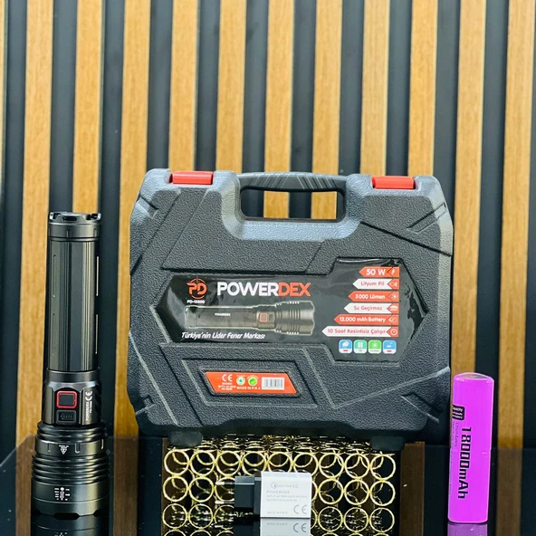 Powerdex PD-12500 50 Watt 5000 Lümen Profesyonel Büyük Şarjlı El Feneri - 5