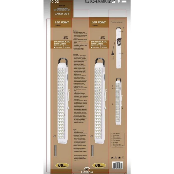 Ledpoint LP-6069 Akülü 69 LED Şarjlı Işıldak - Resim 2