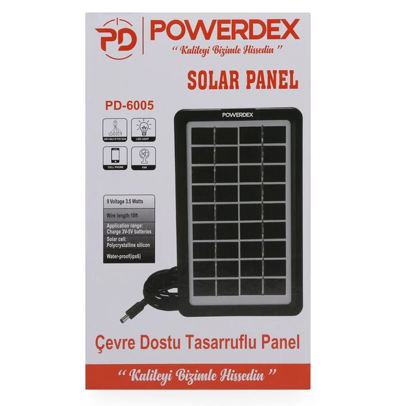Powerdex PD-6005 9V 3.5W mAh Güneş Paneli Solar Sistem - Resim 4