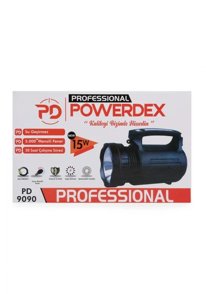 Powerdex PD-9090 15Watt Şarjlı Spot Fener - Resim 5