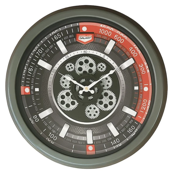 Galaxy Premium Sport Serisi Metal Çarklı Duvar Saati 60 CM Gri ürün görseli