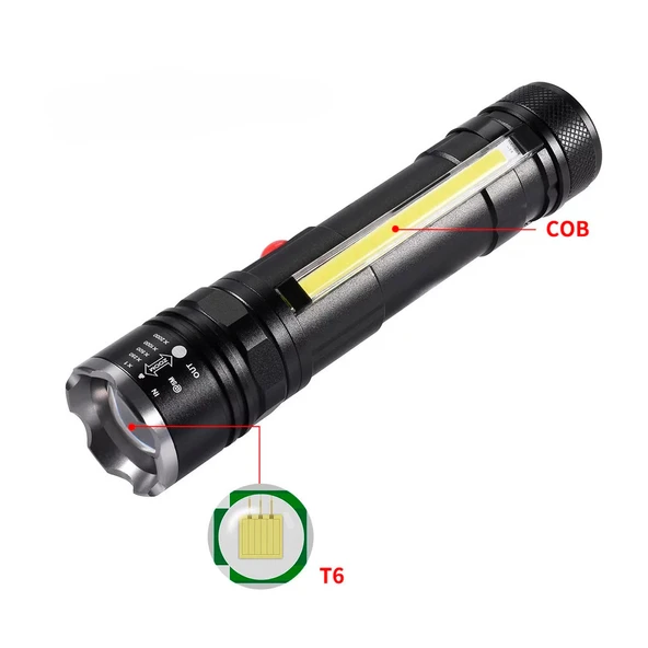 Gold Orion KM-107 5 Modlu T6+COB LED Mıknatıslı USB Şarjlı El Feneri - 6