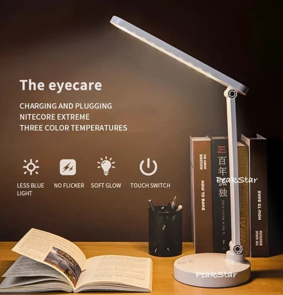 PeakStar PS-1912 Şarjlı Dokunmatik LED Masa Lambası Çalışma Okuma Işığı 3 Kademeli 40 Ledli USB Kablolu Masa Lambası ürün görseli 1