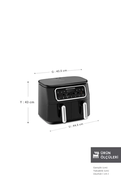 Karaca Air Pro Cook Duo Ev Yemeği XXXL 8 lt Black Chrome Yağsız Fritöz Teşhir - 2