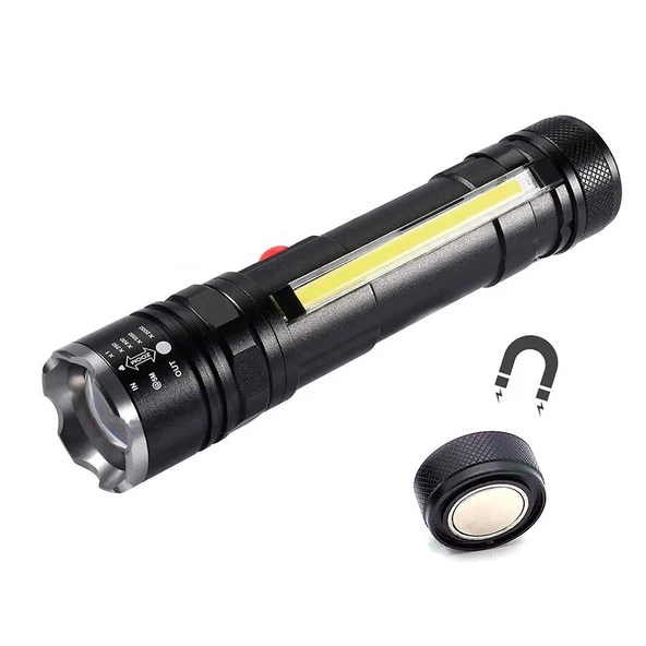 Gold Orion KM-107 5 Modlu T6+COB LED Mıknatıslı USB Şarjlı El Feneri - 1
