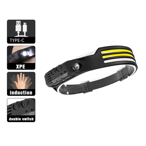 Powerdex PD-1172 COB LED Sensörlü 5 Modlu USB Şarj Edilebilir Dahili Pilli Kafa Feneri - 9