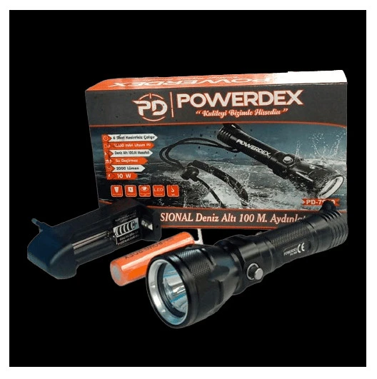 Powerdex PD-7900 100 Metre 10 W 2000 Lümen Profesyonel Deniz Altı Feneri ürün görseli 1