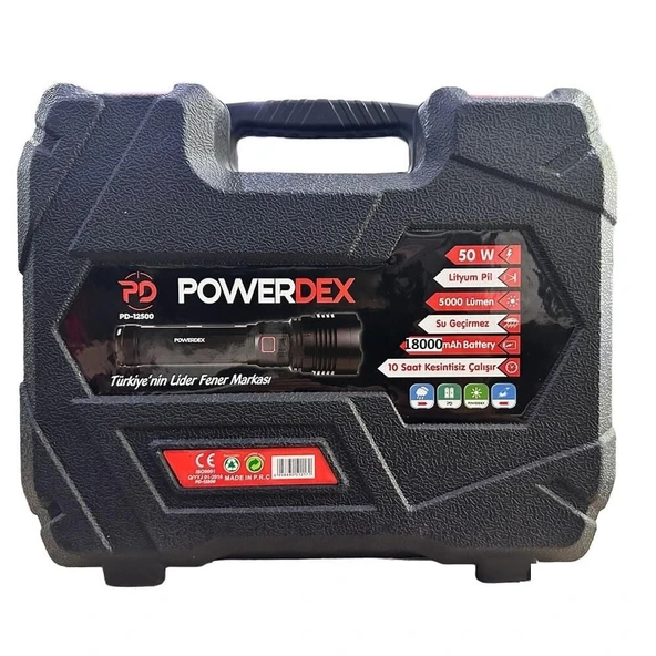 Powerdex PD-12500 50 Watt 5000 Lümen Profesyonel Büyük Şarjlı El Feneri - 2