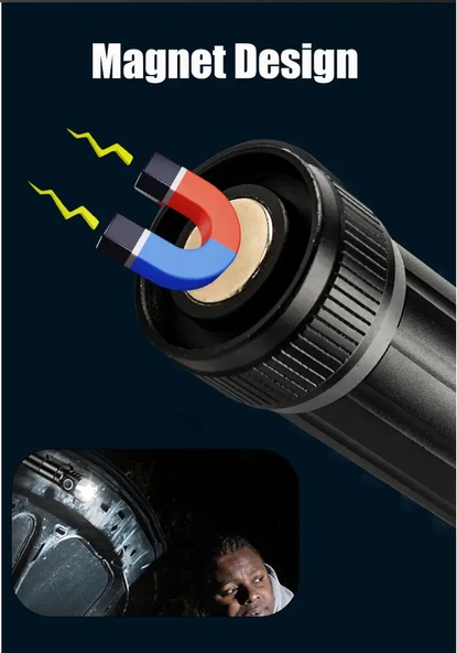 Gold Orion OR-2304-TG Zoomlu Alüminyum Alaşımlı Mıknatıslı Güçlü USB Şarjlı El Feneri - Resim 4