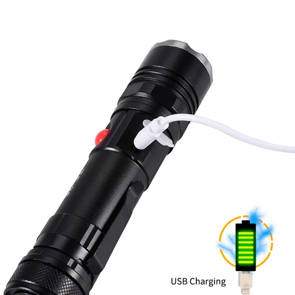 Gold Orion KM-107 5 Modlu T6+COB LED Mıknatıslı USB Şarjlı El Feneri - 3