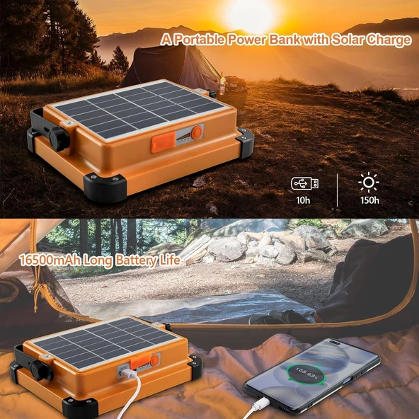 Powerdex PD-6060 LED Güneş Enerjili Şarj Edilebilir Çalışma Lambası 100W - Resim 6