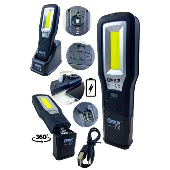 Arm ESEN170 550 Lümen Ultraviyoleli Özellikli Miknatıslı Şarjlı Tamirci Feneri ürün görseli 1