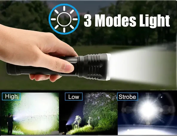 Gold Orion OR-2304-TG Zoomlu Alüminyum Alaşımlı Mıknatıslı Güçlü USB Şarjlı El Feneri - Resim 6