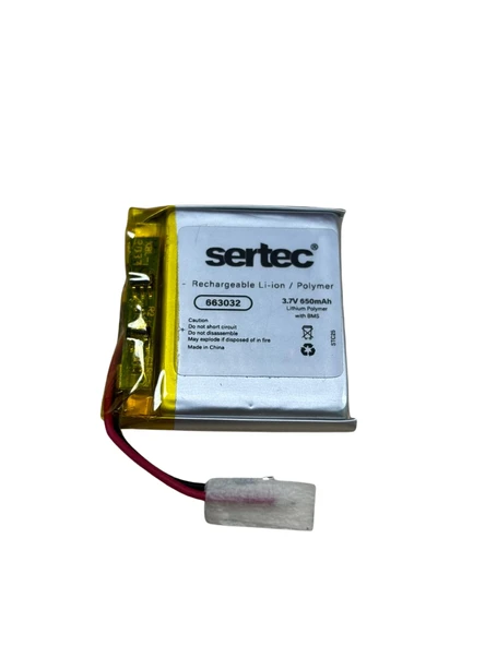 Sertec 663032 3.7V 650mAh Li-Polymer Pil (Devreli/1.5A) ürün görseli 1
