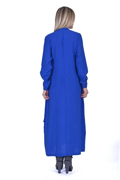 İNVEE MODAL ELBİSE KEMERLİ SAKS 6958 - Resim 2