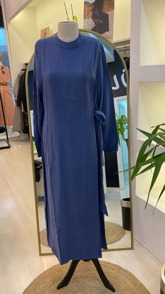 İNVEE MODAL ELBİSE KEMERLİ SAKS 6958 - 1