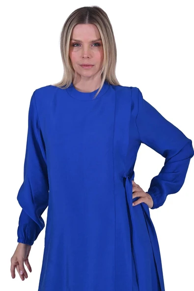 İNVEE MODAL ELBİSE KEMERLİ SAKS 6958 - Resim 4