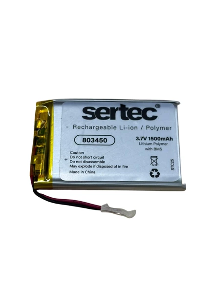 Sertec 803450 3.7V 1500mAh Li-Polymer Pil (Devreli/1.5A) ürün görseli 1