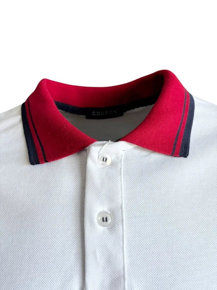 Polo Yaka T-shirt - Beyaz - Resim 2