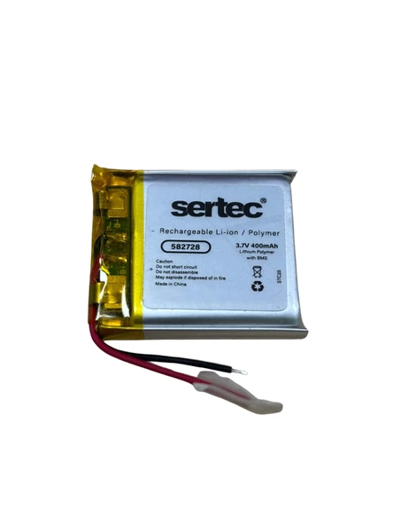 Sertec 582728 3.7V 400 MAh Li-Polymer Pil (Devreli/1.5A) ürün görseli 1